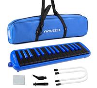 YAYUZEST Melodica Instrument, Soprano Melodica Air Piano Keyboard Pianica with 2 Soft Long Tubes, 2 Short Mouthpieces and Carrying Bag (Blue+Black, 32 Keys)