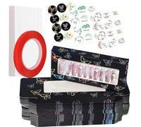 Yazabai 74PCS Empty Press on Nails Packaging Box Set Includes 35PCS Empty Nail Package Box, 35PCS White Background Paper, 1pc Double Sided Tape and 3 Thank You Stickers, for Press on Nail Business