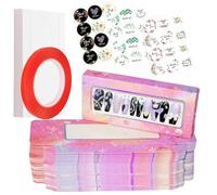 Yazabai 74PCS Press on Nails Packaging Box Set Includes 35PCS Empty Nail Package Box 35PCS White Background Paper 1 Double Sided Tape and 3 Thank You Stickers for Press on Nail Business