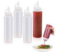 YAZANY 4 Pack Squeeze Bottle,8oz 250ML Squeezy Bottles with Nozzles,Plastic Sauce Bottles Ketchup Squeeze Condiment Bottle for Sauce BBQ Ketchup Salad Dressing Icing Oil Liquids Paint Crafts Art Glue