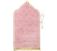 YAZEIN Muslim Prayer Rug with Tasbih Prayer Beads, Soft Memory Foam Prayer Matt Islam, Padded Islamic Prayer Mat Thick for Men and Women, Janamaz, Sajadah (25.6" x 43.3", Pink)