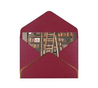 YAzgaN Funny Book Shelves Collection And Ladder Birthday Cards With Envelopes,This Blank Greeting Card Use Gold Edge Pearlescent Paper.For All Occasions,Birthday Cards,Wedding Cards.