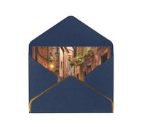 YAzgaN Italian Street Birthday Cards With Envelopes,This Blank Greeting Card Use Gold Edge Pearlescent Paper.For All Occasions,Birthday Cards,Wedding Cards.