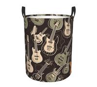 YAzgaN Laundry Basket, Guitar Pattern Printed Dirty Clothes Basket,Household Dirty Clothes Bag With Handle Open Storage Basket, Small, Black