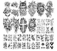 Yazhiji 40 sheets Large Flowers Collection Waterproof Temporary Tattoos Lasting Fake Tattoo for Women and Girls.
