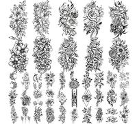 Yazhiji 40 sheets Lasting Temporary Tattoos Large Flowers Collection Waterproof Temporary Fake Tattoo Stickers for Women and Girls.