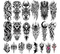 Yazhiji 77 Sheets Cyber-Sigilism Temporary Tattoos for Adults, 17 Sheets Cyber Seal Fake Arm Chest Shoulder Tattoo Stickers, 60 Sheets Tiny Black Tattoos for Women Men Children