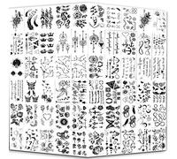Yazhiji Tiny Waterproof Temporary Tattoos - 60 Sheets, Moon Stars Constellations Music Compass Anchor Words Lines Flowers for Kids Adults Men and Women