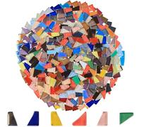 Yazikisa 500g Iridescent Glass Mosaic Tiles for Crafts Bulk Irregular Tiny Tile Mixed Shapes Crystal Broken Pieces Stained Adult Handmade DIY Projects Creative Art Decor