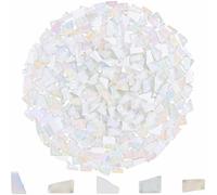 Yazikisa 500g Irregular Crystal Mosaic Tiles White Glass Tile Pieces Crafts Bulk Assorted Shapes Scraps Art Making Adults Handmade Creativity Supplies DIY Picture Frames