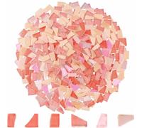 Yazikisa 500g Irregular Mosaic Tiles for Crafts Bulk Broken Tile Pieces Mixed Shapes Stained Scraps Adults Beginners DIY Coaster Making Supplies Hobbies Vases Pink Series