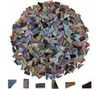 Yazikisa 500g Irregular Mosaic Tiles Glass for Crafts Bulk Black Crystal Broken Tile Pieces Art Decor Bathroom Kitchen Garden Outdoor Vases Coasters Handmade Making Projects