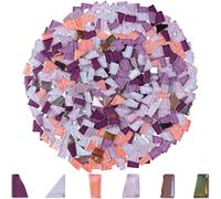 Yazikisa 500g Mixed Shapes Crystal Mosaic Tiles Purple Glass Tile Pieces Tiny Decoration for Crafts Bulk Stained Scraps DIY Making Supplies Bathroom Plates Handmade Supplies