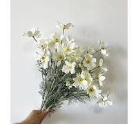 yazilan 6 Pcs long stemmed cosmos, artificial wildflowers, gerberas, faux bouquets for home parties, kitchens, gardens, wedding decorations，Realistic Plastic Fake Silk Flowers，White（6 Head）