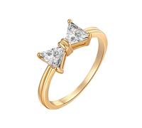YAZILIND 18K Crystal White Bow Knot Cute Ring Nice Lady Likes Gold Plated Girls Favorite Size R 1/2
