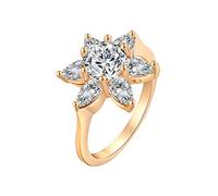 YAZILIND 18K Star Flower Style Ring Nice Girls Gold Plated White Rhinestone Nice Size K