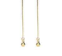 YAZILIND 925 Sterling Silver Elegant Round Bead Dangle Threader Pull Through Long Chain Drop Earrings for Women Gold