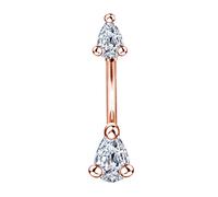YAZILIND Belly Button Ring Water-Drop Cubic Zirconia Pendant Navel Nails Ladies Body Piercing Jewelry(Rose Gold)