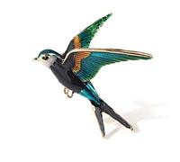 YAZILIND Cartoon Alloy Bird Breastpin Drop Oil Color Swallow Brooch pin Women Clothing Accessories Corsage Birthday Jewelry(Green)
