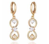 Yazilind Charming 18K Gold Plated Bowknot Design Inlay Round Light Brown Cubic Zirconia Dangle Drop Earrings for Women