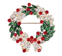 YAZILIND Christmas Brooch Pin Bell Tree Elk Wreath Garland Heart-shaped Breastpin Female Xmas Corsage Jewelry(#5)