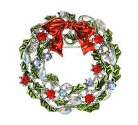 YAZILIND Christmas Brooch Pin Bell Tree Elk Wreath Garland Heart-shaped Breastpin Female Xmas Corsage Jewelry(#1)