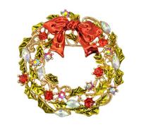 YAZILIND Christmas Brooch Pin Bell Tree Elk Wreath Garland Heart-shaped Breastpin Female Xmas Corsage Jewelry(#2)