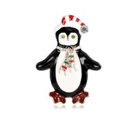 YAZILIND Christmas Brooch Pin Rhinestone Penguin Personality Cute Animal Drip Oil Corsage Female Xmas Accessory Breastpin Jewelry(White+Black)