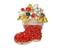 YAZILIND Christmas Brooch Pin Snowman Bell Boots Ice Cream Sled Reindeer Heart-shaped Female Xmas Breastpin Corsage Jewelry(Boots)
