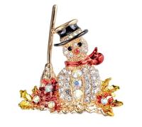 YAZILIND Christmas Brooch Pin Snowman Bell Boots Ice Cream Sled Reindeer Heart-shaped Female Xmas Breastpin Corsage Jewelry(Snowman2)