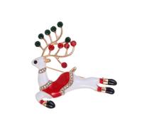 YAZILIND Christmas Elk Brooch Pin Rhinestone Sika Deer Reindeer Cartoon Cute Fawn Corsage Versatile Collar Pins Accessories Female Xmas Breastpin Jewelry(#4)