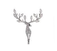 YAZILIND Christmas Elk Brooch Pin Rhinestone Sika Deer Reindeer Cartoon Cute Fawn Corsage Versatile Collar Pins Accessories Female Xmas Breastpin Jewelry(#6)