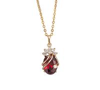 YAZILIND Cute 18K Gold Plated Crystal Pendant with Necklace for Women (Red)