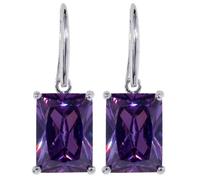 Yazilind Dazzling Silver Plated Princess Cut Purple Cubic Zirconia CZ Flawless Hook Dangle Earrings