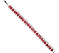YAZILIND Elegant Charming Red Cubic Zirconia Oval Cut Silver Plated Tennis Bracelet for Women