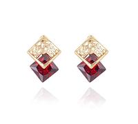 YAZILIND Fashion Retro Stud Earrings with Red Cubic Zirconia Gold Plated for Women
