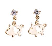 YAZILIND Gold Plated Drop Earring Pig-shape Pendant Round Clear Cubic Zirconia Dangle Earrings Lovely Jewelry for Women Girls