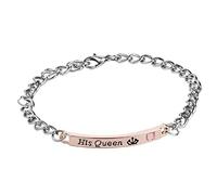 YAZILIND “Her King & His Queen ” Alphabet Couple Bracelet for Birthday, Valentine's Day to Your Couple,Wife, Girlfriend Rose Gold