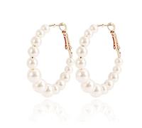 YAZILIND Imitation Pearl Hoop Earringd Baroque Style Large Circle Earring Women Girls Birthday Party Jewelry