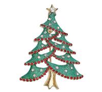 YAZILIND Merry Christmas Tree Brooch Pin Luxury Rhinestone Breastpin Accessories Female Xmas Corsage Jewelry(#1)
