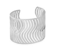 YAZILIND OL Punk Style Bracelet Hollow Hoop Open Ended Wide Cuff Bangle Bracelets(Silver)