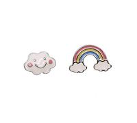 YAZILIND S925 Sterling Silver Earring Rainbow Cloud Shape Asymmetric Stud Earrings Ladies Girls Birthday Jewelry