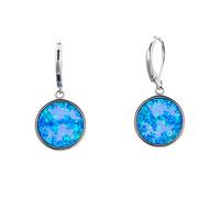 YAZILIND S925 Sterling Silver Earrings Round Opal Pendant Drop Dangle Hoop Earring Women Girls Valentine's Day Jewelry