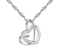 YAZILIND Silver Plated Charming Women Eternal Love Heart Pendant Necklace with Cubic Zirconia Elements for Women Mothers Day Jewelry