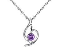 YAZILIND Silver Plated Charming Women Eternal Love Heart Pendant Necklace with Cubic Zirconia Elements for Women Mothers Day Jewelry Color Purple