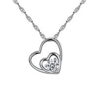 YAZILIND Silver Plated Charming Women Eternal Love Heart Pendant Necklace with Cubic Zirconia Elements for Women Mothers Day Jewelry Color White