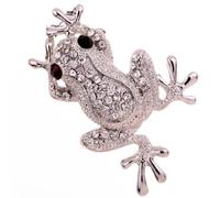 YAZILIND Silver Plated Cute Frog Rhinestone Brooch Pin