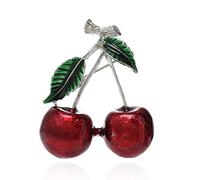 YAZILIND Simple Cherry Brooch Pin Fashion Alloy Fruit Shape Corsage Women Breastpin Clothing Accessories(Color2)