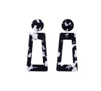 YAZILIND Simple Personality Dangle Earring Retro Geometric Resin Acrylic Pendant Drop Earring Women Jewelry(Black+White)