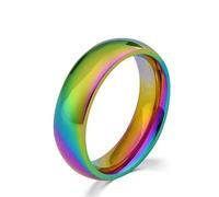 YAZILIND Titanium Steel Rings Western Fashion Colourful Rainbow Band Multi Size Optional Size L